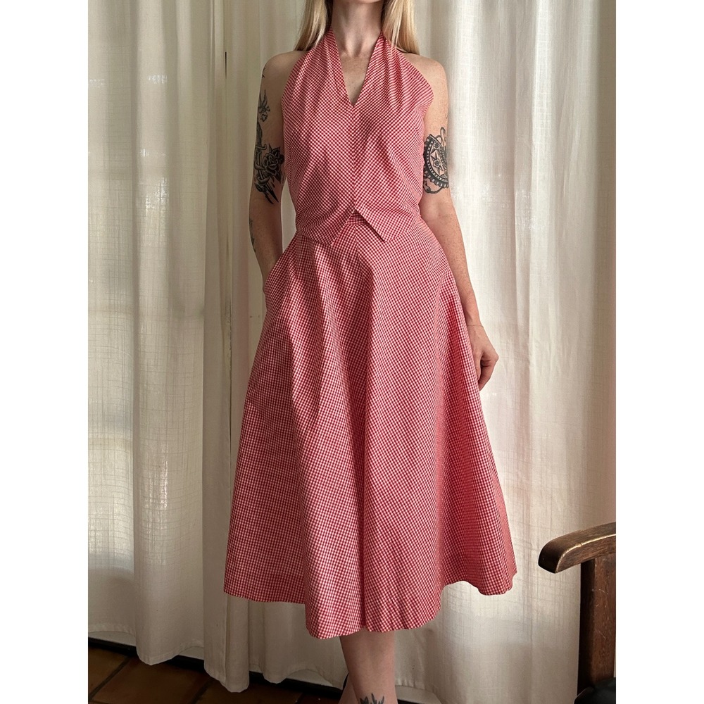 Vintage 50s matching set halter skirt pinup rockabilly
